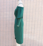 Women suspender balloon sleeves Irregular Maxi dress