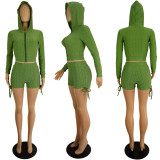 Women hoodie and shorts two-piece set