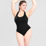 Women's Fitted Low Back Body Shaping Top Women's Outdoor Wear Plus Size Halter Neck One-Piece Bodysuit