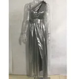 Women One Shoulder Sexy Lace Up Maxi Dress