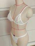 Women mesh transparent Lace-Up bra and sexy lingerie two-piece set