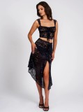 Women sexy Lace strap Top and Skirt two-piece set
