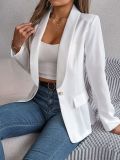 Women Spring Chic Solid Long Sleeve One Button Blazer