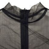 Women Solid mesh Beaded long sleeve dress