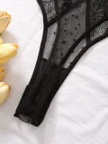 Women Sexy Embroidered Mesh Cross Shoulder Straps See-Through Lace Jumpsuit for Women