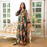 Muslim Print Beaded Ostrich Feather Robe