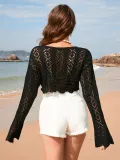 Women Spring and Summer Tie Rope Blouse V-Neck Solid Top