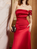 Women Formal Party Suspender Tail Bodycon Evening Dress