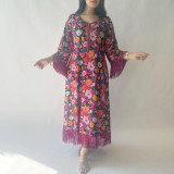 Women ethnic wear Arabic Shiny print Dubai Muslim robe