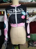 Women's Positioning Print Ribbed Baseball Jacket