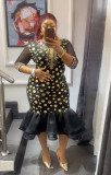 Plus Size Africa Women Sexy Bodycon Ruffle Dress