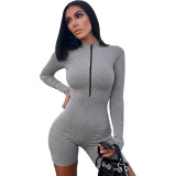 Spring Women's Fashion Casual Slim Long Sleeve Top High Waist Tight Fitting Casual Cargo Shorts