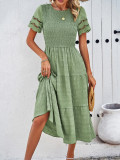 Women's Spring And Summer Solid Color Short Sleeve Chic Casual Dress
