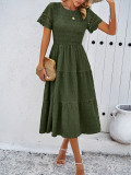 Women's Spring And Summer Solid Color Short Sleeve Chic Casual Dress