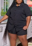 Short Sleeve Shirt And Shorts Casual Plus Size Two Piece Set