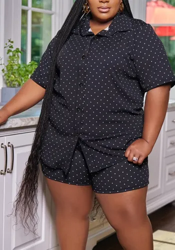 Short Sleeve Shirt And Shorts Casual Plus Size Two Piece Set