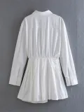 Summer Women's Comfortable Casual Patchwork Pleated Short Shirt Dress