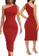 Sexy Fashion Solid Color One Shoulder Women's Dress