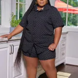 Short Sleeve Shirt And Shorts Casual Plus Size Two Piece Set