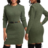 Sexy Fashion Solid Color Round Neck Women's Dress