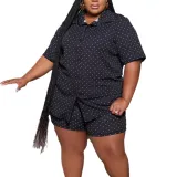 Short Sleeve Shirt And Shorts Casual Plus Size Two Piece Set