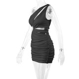 Women Sexy Slash Shoulder Hollow Bodycon Dress