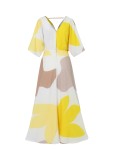 Women Style Print Elegant V-Neck Maxi Dress