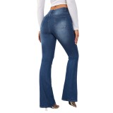 Women's Spring Stretch Slim Fit Micro Bell Bottom Denim Pants