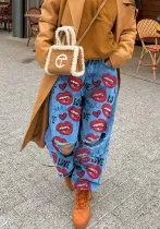 High Waist Loose Wide Leg Women's Denim Pants