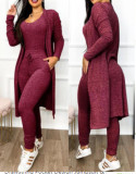 Women autumn and winter long-sleeved Jumpsuit and Robe Casual two-piece set
