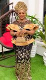 Plus Size African Women Clothing Sequin Patchwork Contrast Color Dress