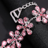 Sexy Shoulder Straps Women's Fashion Pink Diamond Flower Body Chain