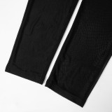 Women's Spring Mesh Contrast Color Patchwork Underwear Button Long Sleeve Halter Neck Jumpsuit