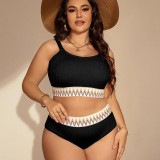 Sexy Plus Size High Waist Two Pieces Bikini Women's Swimsuit