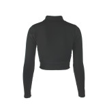 Spring Long Sleeve Women's Sexy Hollow Stand Collar Women's Basic Top