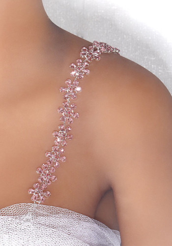 Sexy Shoulder Straps Women's Fashion Pink Diamond Flower Body Chain