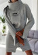 Women autumn gray high collar zipper dress