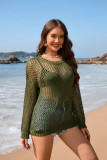 Women Round Neck Heart Print Beach Blouse Holidays Solid knitting Blouse