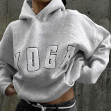 Women Casual Embroidered Yoga Letter Printed Loose Hoodies