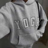 Women Casual Embroidered Yoga Letter Printed Loose Hoodies