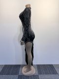 Women Sexy Beveled Beaded Stretch V-Neck Bodycon Dress