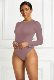 Sexy Long-Sleeved Solid Color Basic Bodysuit Spring Women's Clothing