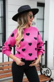 Women's Valentine's Day Sweater Heart Print Knitting Shirt