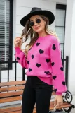 Women's Valentine's Day Sweater Heart Print Knitting Shirt