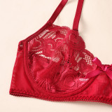 Lace Embroidery Heart Print Mesh Sexy Lingerie Set