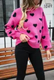 Women's Valentine's Day Sweater Heart Print Knitting Shirt