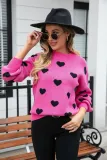 Women's Valentine's Day Sweater Heart Print Knitting Shirt