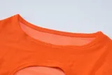 Women's Summer Fashion Mesh Sexy Hollow See-Through Round Neck Slim Dress
