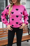 Women's Valentine's Day Sweater Heart Print Knitting Shirt