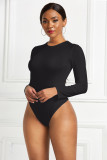 Sexy Long-Sleeved Solid Color Basic Bodysuit Spring Women's Clothing